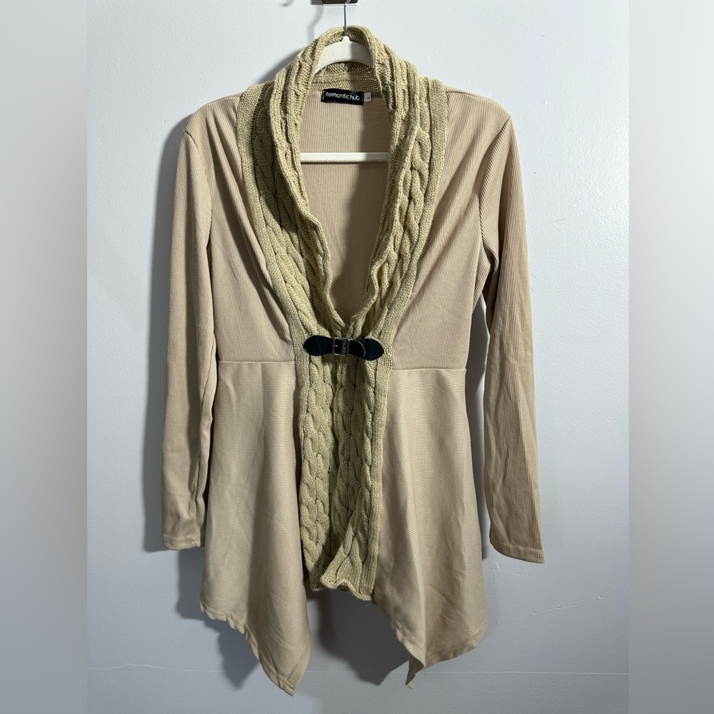 Romantic Hut Women's L Beige Long Sleeve Cardigan Sweater | SKU 0817
